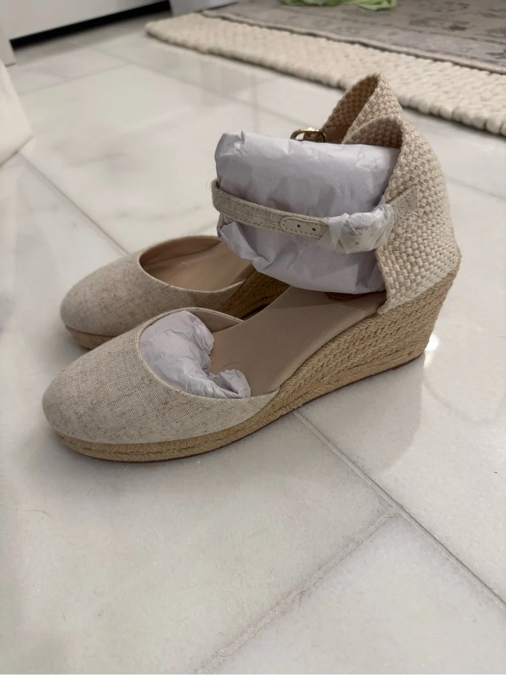 NWOT JCrew Linen Espadrille Platform Heels Size 8.5